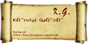 Károlyi Győző névjegykártya